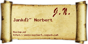 Jankó Norbert névjegykártya